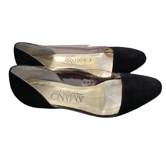 Vintage Amano Hand Made Woman's Shoes sz 6.5 made in USA Clear and Black - Picture 2 of 5